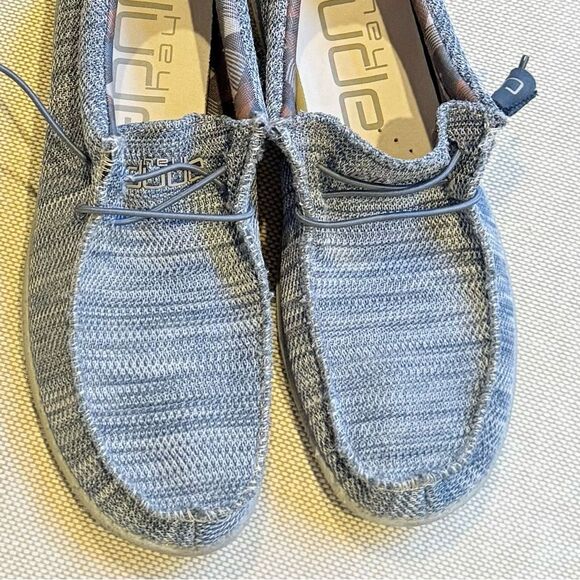 Hey Dude Wally Sox Slip On Deck Shoes In Mottled Steel Blue and Grey - Picture 8 of 12
